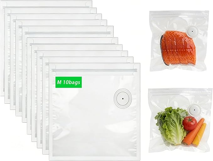 MOMODA Sous Vide Cooking Bags - Set of 10 | BPA-Free Reusable Vacuum Seal Bags (10 Medium)