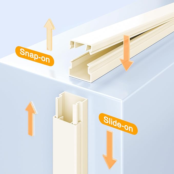 Delamu 157in Cord Covers for Wires on Wall, Cord Hider for 1 Cord, Paintable Cable Hider, Cable Management Wire Covers for Cords, L15.7 W0.55 H0.4in, Beige