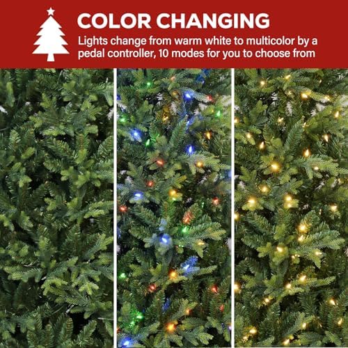 Hykolity 12 ft Prelit Christmas Tree with 850 Multicolor LEDs