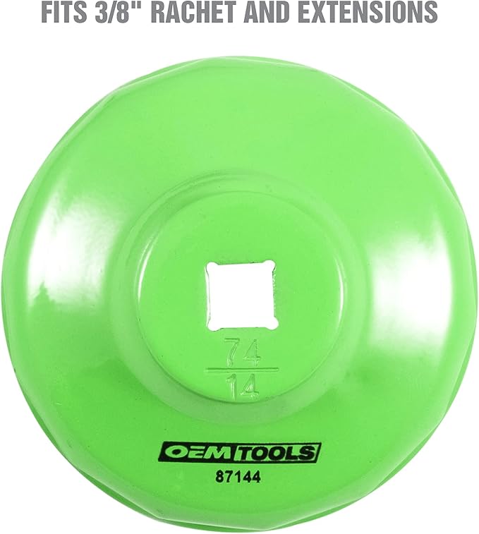 OEMTOOLS 74mm 14 Flute Oil Filter Wrench, Green, Blend