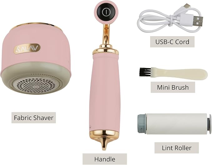 SALAV Retro Edition Rechargeable Fabric Shaver & Lint Roller, Rose