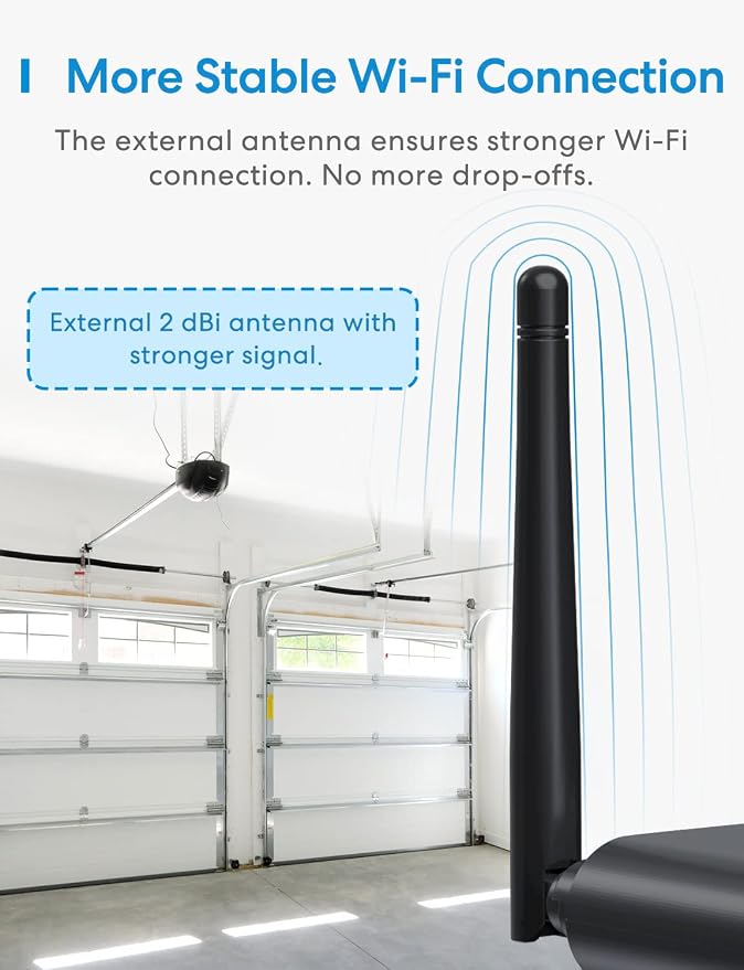 meross Smart Garage Door Opener Remote with External Antenna, Compatible with Amazon Alexa, SmartThings, Control Up to 3 Single Doors(Non HomeKit Versions with 2 Door Sensors)