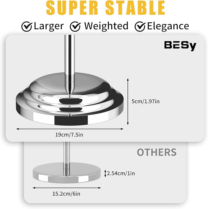 BESy Toilet Paper Holder Free Standing Bathroom Toilet Tissue Holder Stand for Floor Toilet Paper Roll Holder with Storage Hardware Accessories Rack Hand Towel Bar Polished Chrome Stainless Steel