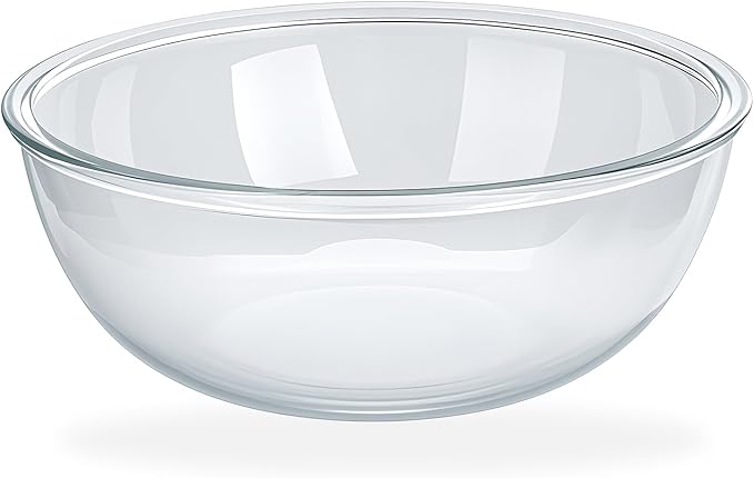 6.3 Qt Large Glass Mixing Bowl,12.3" Clear Glass Salad Cooking Bowls For making sourdough Prepping, Mixing, Marinating & Brining Kimchi