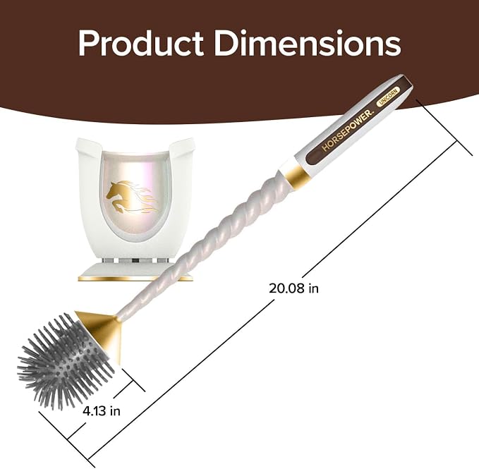 Horsepower Unicorn Gold Edition Electric Toilet Brush – Extra-Long Run Time Motorized Power, 360° Flexible Silicone Bristles, Rechargeable for Effortless Deep Cleaning