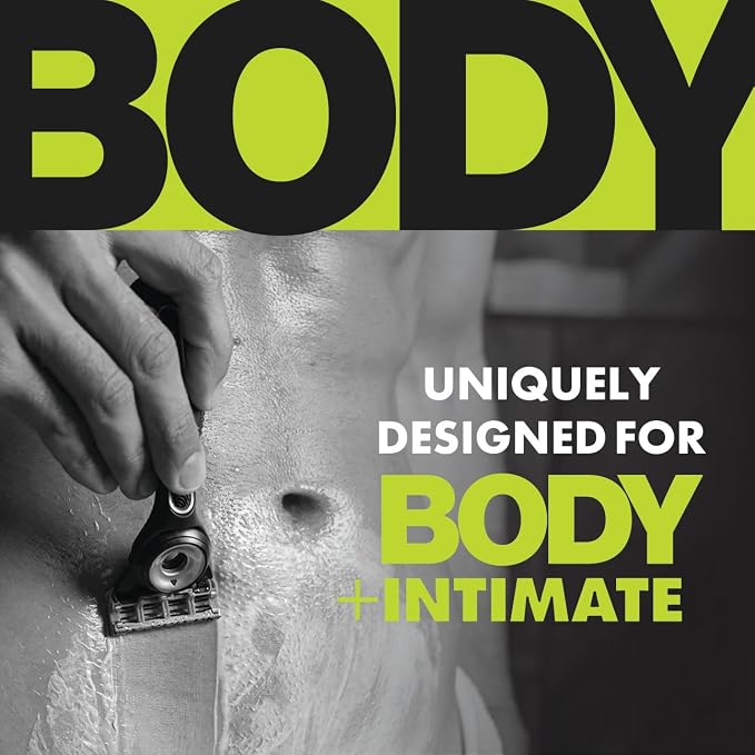 Gillette Labs Body + Intimate Razor Blades for Men, Anti-ingrown bar, 4 Blade Refills