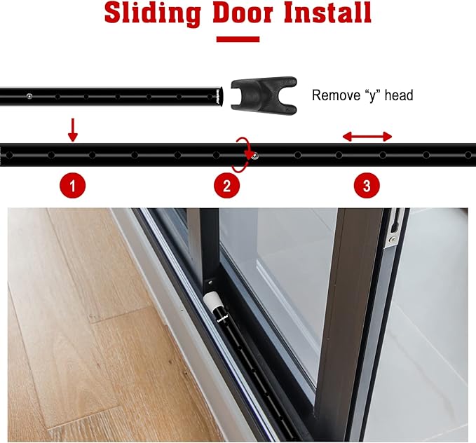 SECURITYMAN 3-in-1 Door Security Bar, Security Door Stoppers & Door Barricade – Heavy Duty Adjustable Iron Security Lock Bar for Home Defense, Apartment & Travel Safety (2 Pack - Black Stick)