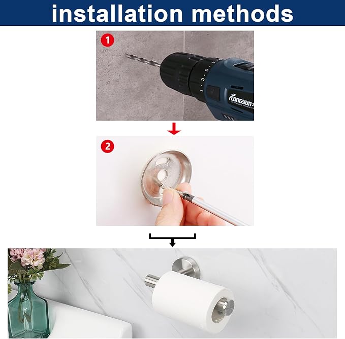 NearMoon Bathroom Toilet Paper Holder, Premium SUS304 Stainless Steel Rustproof Wall Mounted Toilet Roll Holder for Bathroom, Kitchen (3 Pack, Brushed Nickel)