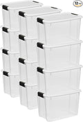 Sterilite 12-Pack 30 Quart Ultra Latch Box, Clear Storage Organizer Bins w/Latching Lids - Stackable Plastic Containers for Home Organization in Garage, Attic, Basement, and Closet