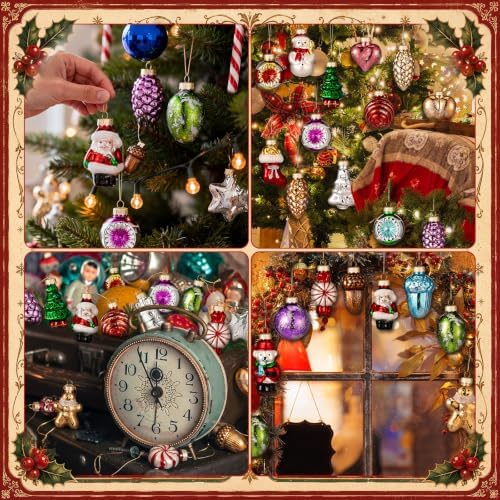 Havawish 24 Pcs Vintage Glass Christmas Tree Ornaments Set