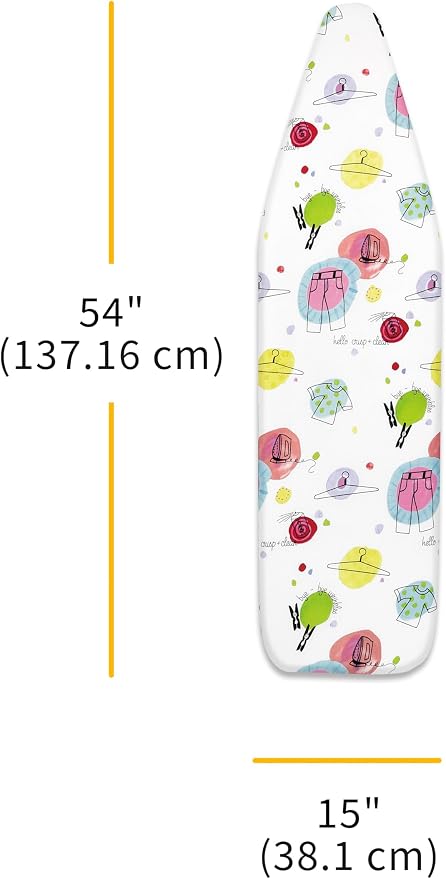 Whitmor Deluxe Ironing Board Cover with 6mm Fiber Pad Fits 15 x 54 In | Scorch-resistant cover, 6mm fiber pad, 190T elastic fit, tailored nose pocket, PAD - ELEMENTS