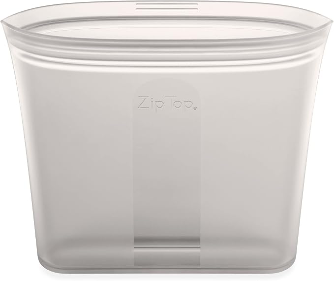 Zip Top Reusable Food Storage Bags | Sandwich Bag [Gray] | Silicone Meal Prep Container | Microwave, Dishwasher and Freezer Safe | Made in the USA