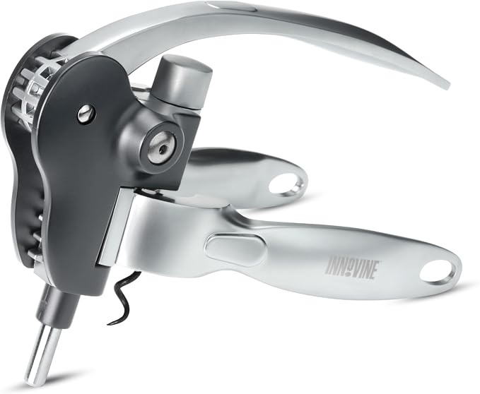 Innovine Horizontal Lever Corkscrew Wine Opener with Ergonomic Handle, Modern Design, Durable Die-Cast Zinc Construction for Home Bar, Kitchen, Outdoor Party, Housewarming Gifts, Travel, Set of 1