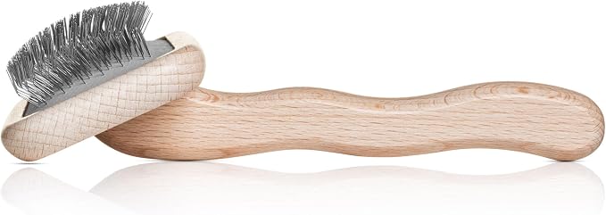 Chris Christensen Mark III Slicker Brush for Dogs, 12mm Pins, Groom Like a Pro, Handcrafted Lightweight Beechwood Ergonomic Handle, Stainless Steel Pins, A5III Medium. Made in Germany.