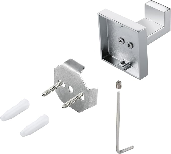 Towel Hooks For Bathrooms, Chrome Polished Towel Hook For Kitchen Bathroom, SUS304 Stainless Steel Coat Hook, Square Heavy Duty Robe Hooks For Hanging Towels,Coats,Sponges,Wall Mount, 8 Pack