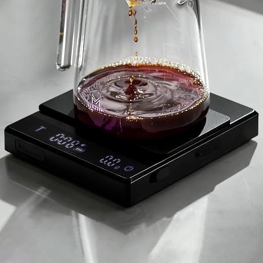 Rechargeable Coffee Scale with Timer - Large Digital Pour-Over Scale, 2kg/0.1g Precision for Espresso Weight, Drip, Auto Tare, Brew Ratio, 3 Modes, 1500mAh for Long Standby, Black