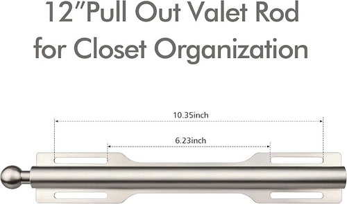 12" Valet Rod for Closet Pull Out (1 Pack, Brushed Nickel)
