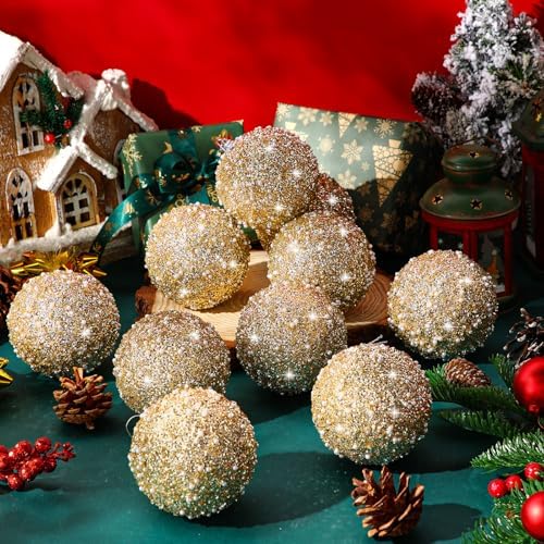 Lyrow 24 Pcs 4" Christmas Ball, Champagne Gold