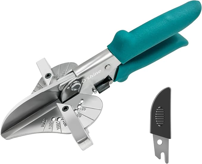 O’Shine Miter Shears for Angular Cutting Molding Crafting,Shoe Molding Cutter Tool,45-135 Degree Multi Angle Trim Cutter Hand Tool for Soft Wood PVC, an Extra Blade with Sheath Included