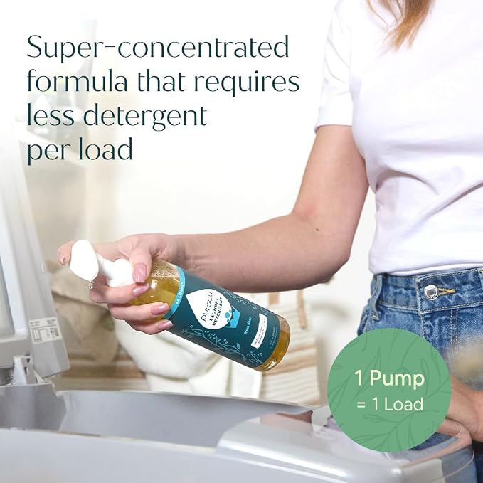 Puracy Laundry Detergent - Enzyme-Powered Liquid Laundry Detergent Concentrate, Natural Laundry Detergent Seen on TikTok, Non-Toxic (Fresh Linen, 16 fl oz, 64 Loads)
