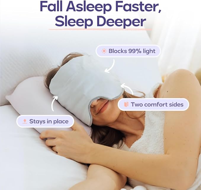 Mellow Weighted Sleep Eye Mask for Sleeping – 99% Blackout Cooling & Plush Reversible Eye Mask with 180g Weighted Glass Beads – Strapless Deep Pressure Sleep Mask for Travel, Naps & Relaxation