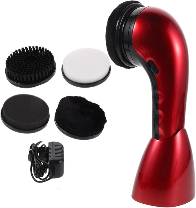 MERRYHAPY Electric Shoe Polishing Brush for Sneakers and Leather Shoes with Dual Power and Interchangeable Replacement Brush Heads for Daily Maintenance and Travel