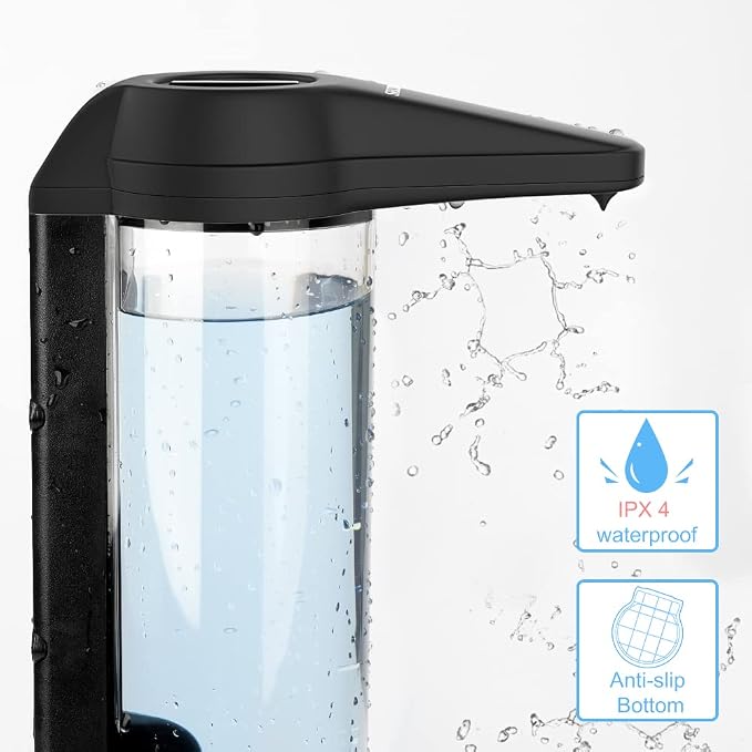 Secura 17oz Automatic Liquid Soap Dispenser, Touchless Battery Operated Hand Soap Dispenser with Adjustable Soap Dispensing Volume Control Dial, Personal Care Dispenser (Black)