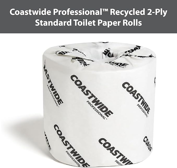 Coastwide Professional Recycled Toilet Paper, 2-ply, White, 360 Sheets/Roll, 48 Rolls/Case
