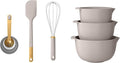 14 Piece Mixing Bowl and Measuring Set, Nesting Kitchen Prep Set with Measuring Cups Spoons Whisk Spatula, BPA Free Dishwasher Safe Baking Set (Porcini Taupe)