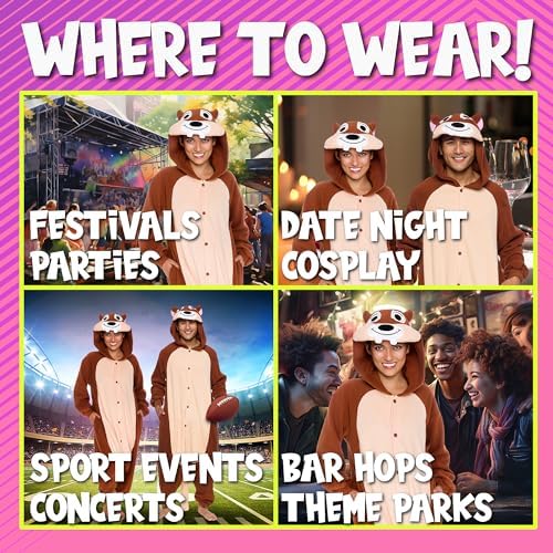 Funziez! Adult Onesie Halloween Costume Animal Dinosaur Shark Unisex Plush One Piece Cosplay Suit for Adults, Men and Women