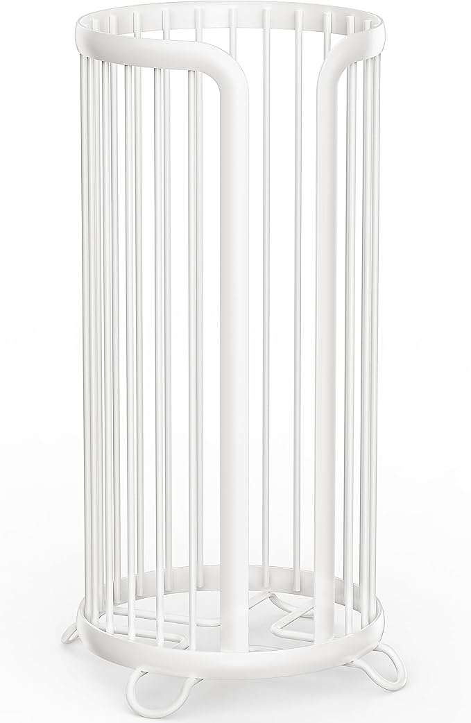 Toilet Paper Holder Stand, Freestanding Toilet Paper Storage,White | Waterproof Raised Feet,Rustproof,Fit 3 Mega Rolls,No Drilling No Assemble,Minimalistic Storage,Space-saving Renter Friendly