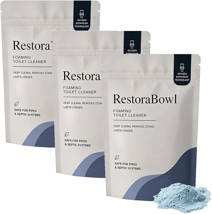 Restorabowl Toilet Cleaner, Restorabowl Toilet Bowl Cleaner, 2026 New Professional Foaming Cleaning Powder - Fast Dissolving Daily Toilet Cleaner with Fresh Scent for Daily Freshness, Easy Flush (3P)