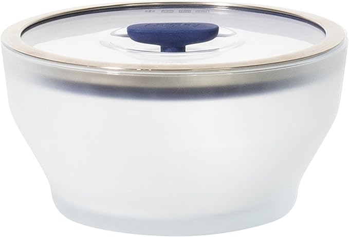 Anyday 8-Cup Glass Container for Microwave Cookware with Lid (Blueberry) | Plastic-Free Deep Food Storage, Stackable Steamer, Vented Lid for Microwave-Safe Reheating, Steaming Vegetables and Rice