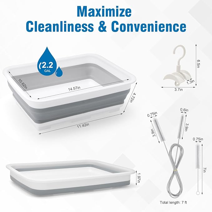 9 Pack CPAP Cleaning Kit for Hose & Mask, with Speed Control Hose Dryer, Collapsible Wash Basin & Hose Hanger, 7ft Cleaning Brush, CPAP Cleaning Supplies with Storage Bag, for 22mm & 15mm Tube
