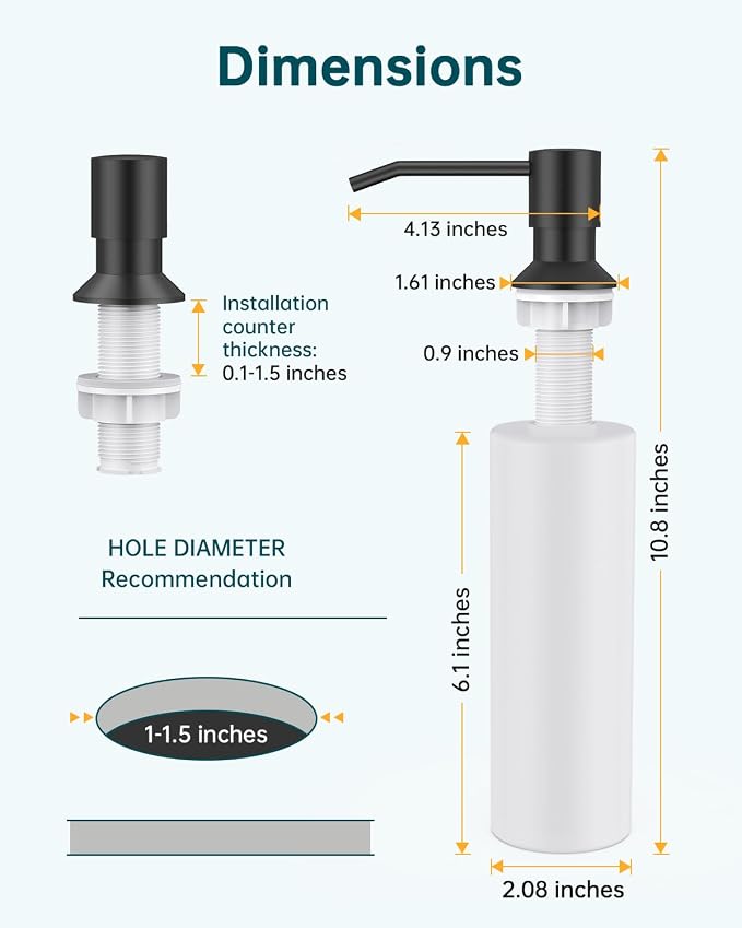 Hiqufet Pull Down Kitchen Faucet with Soap Dispenser, Matte Black | Easy Install, High Arc Single Handle, 3 Spray Modes, 360 Swivel, SUS304 Stainless Steel, Fits RV/Laundry/Bar Sinks