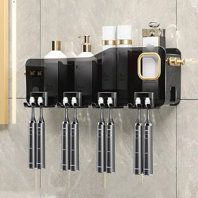 Toothbrush Rack Tooth Cup Toothbrush Shelf Free Punching Mouthwash Cup Toothbrush Shelf Bathroom Toothbrush Cup Wall Hanging Family Tooth Set Bathroom Toothbrush Holder(B)