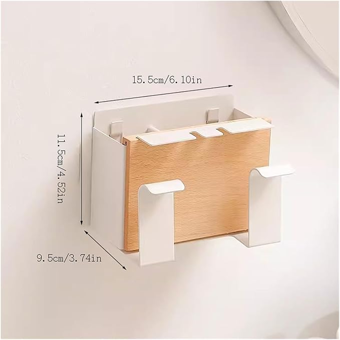 Toothbrush Rack Aviation Aluminum Wall-Mounted Toothbrush Holder Solid Wood Hanging Toothpaste Holder Bathroom Multi-Function Storage Box Bathroom Toothbrush Holder(S15.5cm)