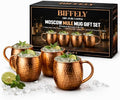 Premium Handcrafted Copper Moscow Mule Mugs Set of 4 – 16oz Hammered Solid Copper Cups, BPA-Free & Lacquer-Free, Elegant Gift Set for Cocktails, Water, Home Bar & Parties