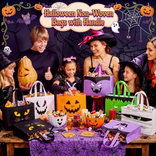 Paterr 18 Pcs Halloween Candy Bags Reusable Non Woven Treat Gift Bags