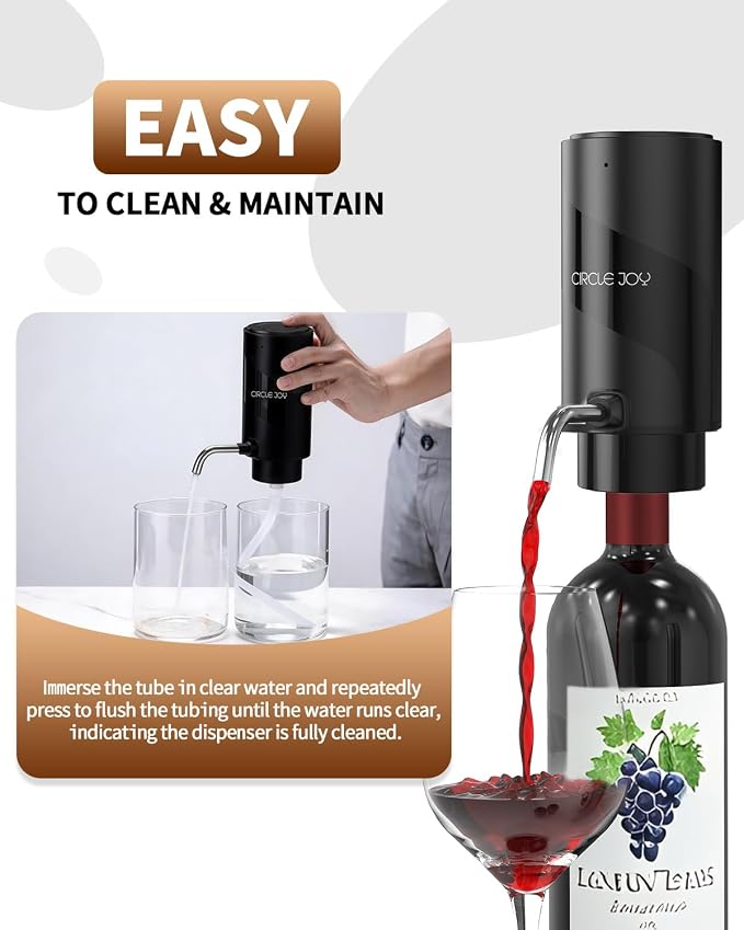 CIRCLE JOY 5-in-1 Electric Wine Bottle Opener Set, Rechargeable Wine Opener Kit, Cordless Wine Gift Set with Foil Cutter, Electric Aerator & Pourer and Vacuum Stopper for Wine Lovers, Black
