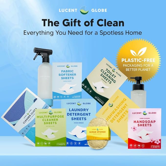 Lucent Globe Fabric Softener Sheets for Washer - Softens & Freshens Laundry, Gentle on Fabrics & Skin - Free from Harsh Chemicals - Travel-Friendly Fabric Softener for Washing Machine (OB)