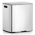 mVm Dual Compartment Trash Can, 10.6 Gal (2x5.3 Gal) Dual Compartment Kitchen Trash Can with Double Layer Lids, Wide Type Modern Kitchen Decor Office Garbage Can(Silver)