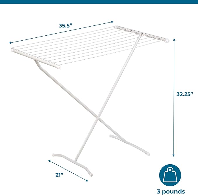 Honey-Can-Do Collapsible Clothes Drying Rack – Sturdy Metal X-Frame, Space-Saving Towel & Laundry Rack for Indoor/Outdoor Use, Foldable Design for Laundry Organization