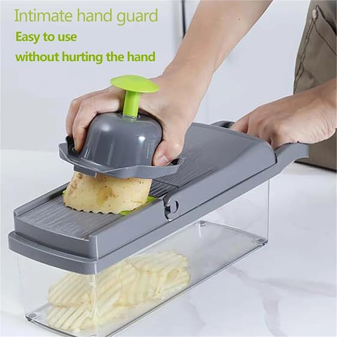 Vegetable Cutter Slicer with Drain Basket Potato Peeler Carrot Grater Kitchen Tool Set(14 in 1)