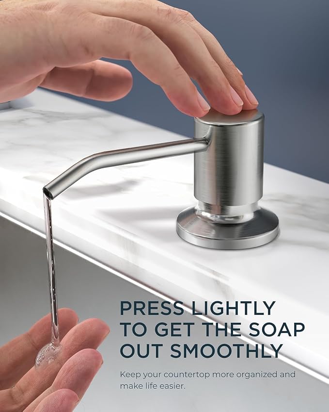 FORIOUS Brushed Nickel Kitchen Faucet with Soap Dispenser, High Arc Modern Sink Faucet with Pull Down Sprayer and Deck Plate, Stainless Steel Fit for 1 or 3 Hole for Pot Filler Bar Rv