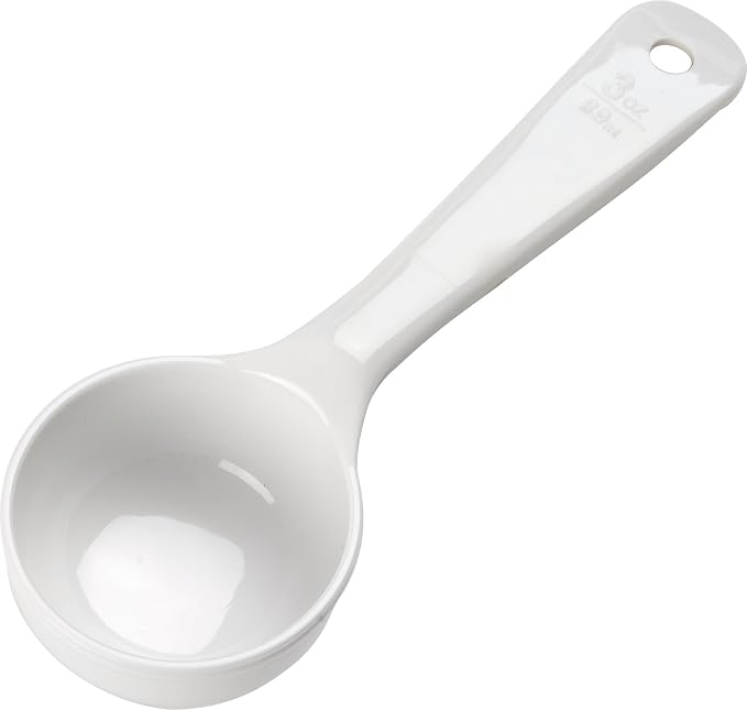 Carlisle FoodService Products Measure Miser Solid Measuring Spoon with Short Handle, 3 Ounces, White (Pack Of 12)