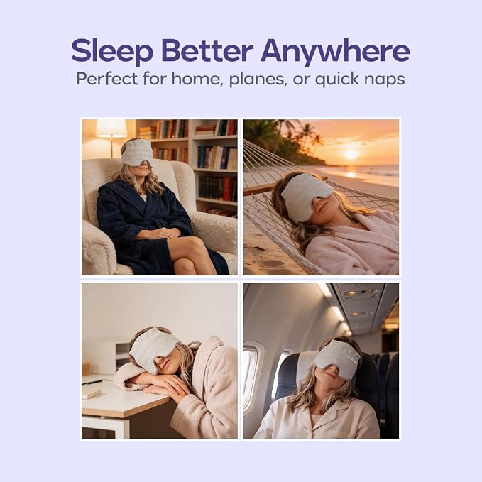 Mellow Weighted Sleep Eye Mask for Sleeping – 99% Blackout Cooling & Plush Reversible Eye Mask with 180g Weighted Glass Beads – Strapless Deep Pressure Sleep Mask for Travel, Naps & Relaxation