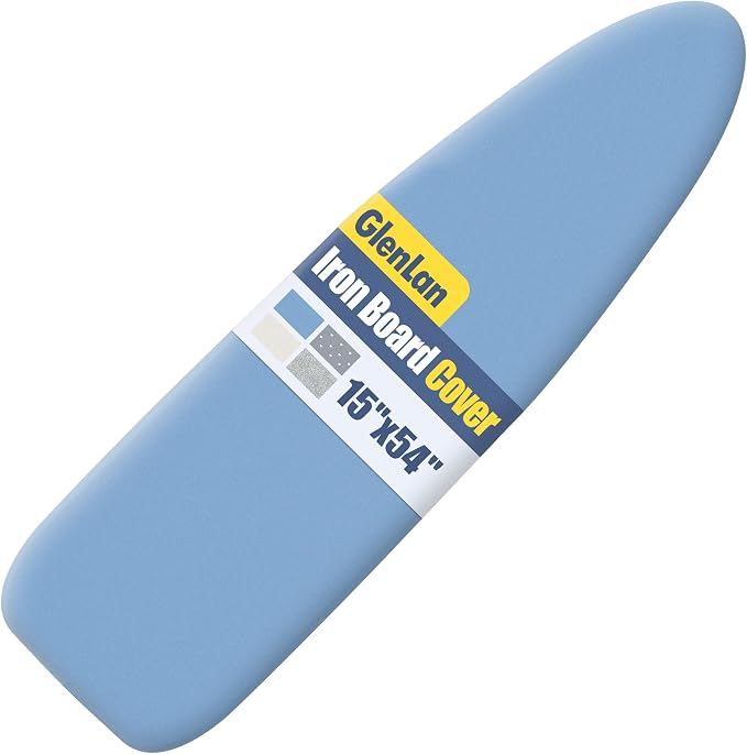 Ironing Board Cover and Pad for Standard Size 15" x 54", Blue | Aluminum Coating, Thick Scorch & Stain Resistant Padding, Heavy Duty Iron Board Cover with Elastic Edge, Adjustable Fastener