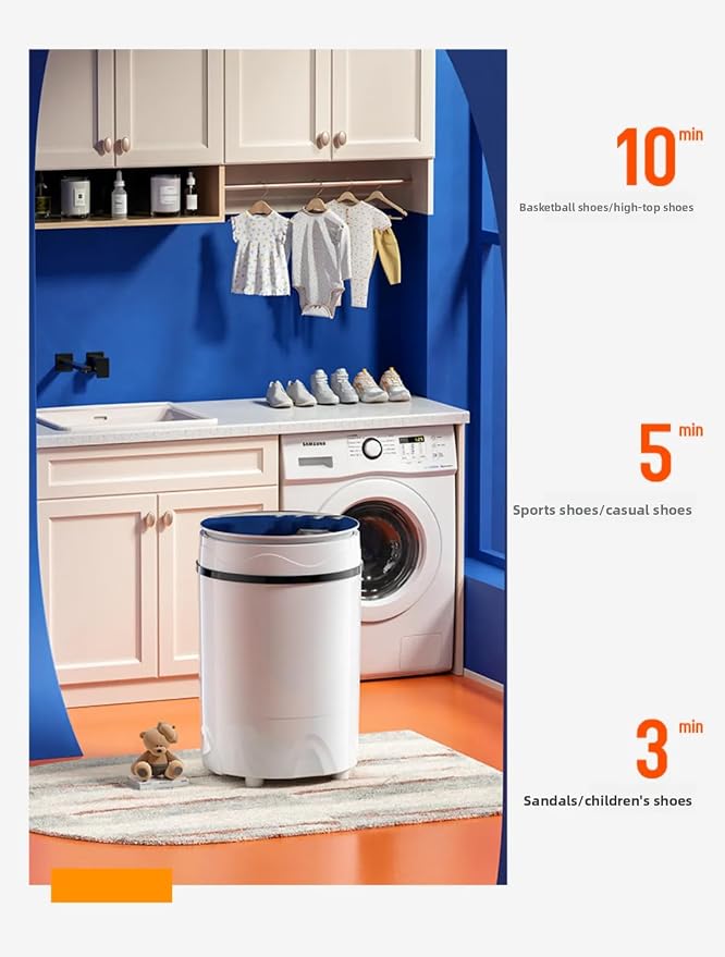All - Wall Brush Wash & Spin Integrated Shoe Washer, Removable Brush, Shoe & Clothing Dual - Use Lazy Artifact, Automatic Shoe Cleaner Machine for Home/Dormitory (White,60cm)