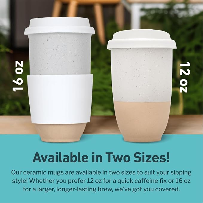 NOVA CERAMICS Travel Mug - Coffee Mug Travel – Microwave & Dishwasher Safe Coffee Clay Tumbler - Gifts For Women Men Him Her – 16oz – Dune